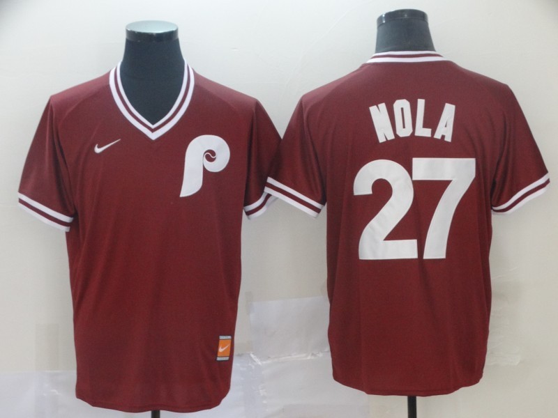 Men's Philadelphia Phillies Aaron Nola #27 Red Jersey